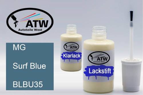 MG, Surf Blue, BLBU35: 20ml Lackstift + 20ml Klarlack - Set, von ATW Autoteile West.